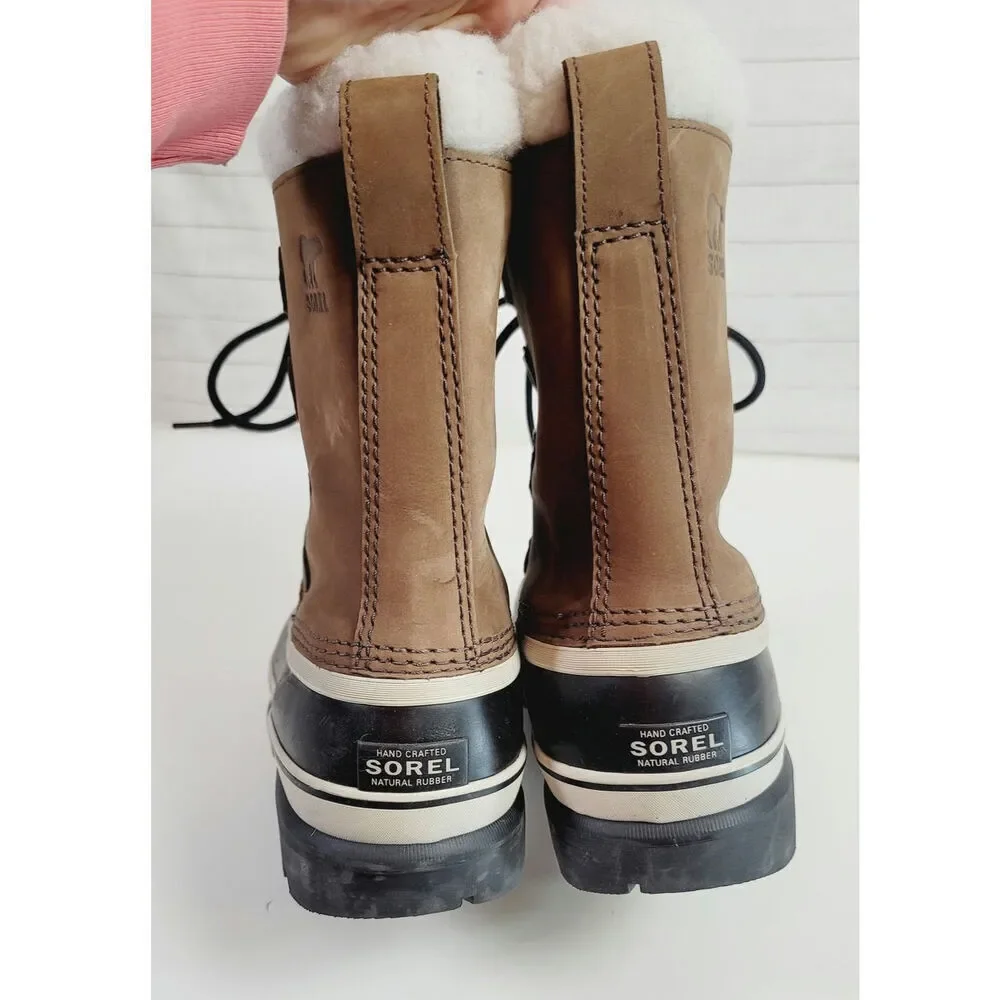 SOREL 1964 Pac Nylon Waterproof Snow Boots in Tabacco Black, sz 8.5